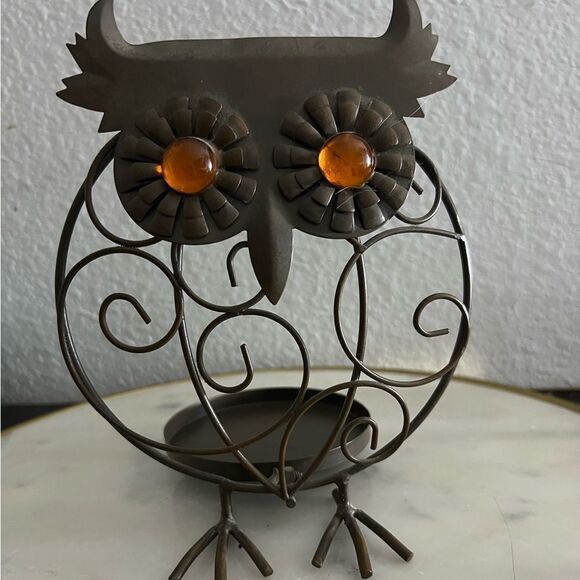 Vintage Owl Candle Holder Trinkets Metal MCM Vantage Home Interiors - Picture 1 of 6